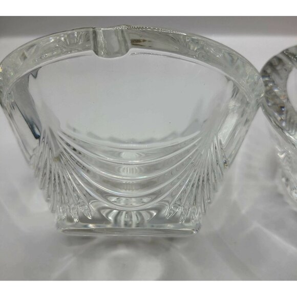 Vintage Mikasa Clear Glass Ashtrays With Etched Pattern Design Set Of 2 - Picture 5 of 9
